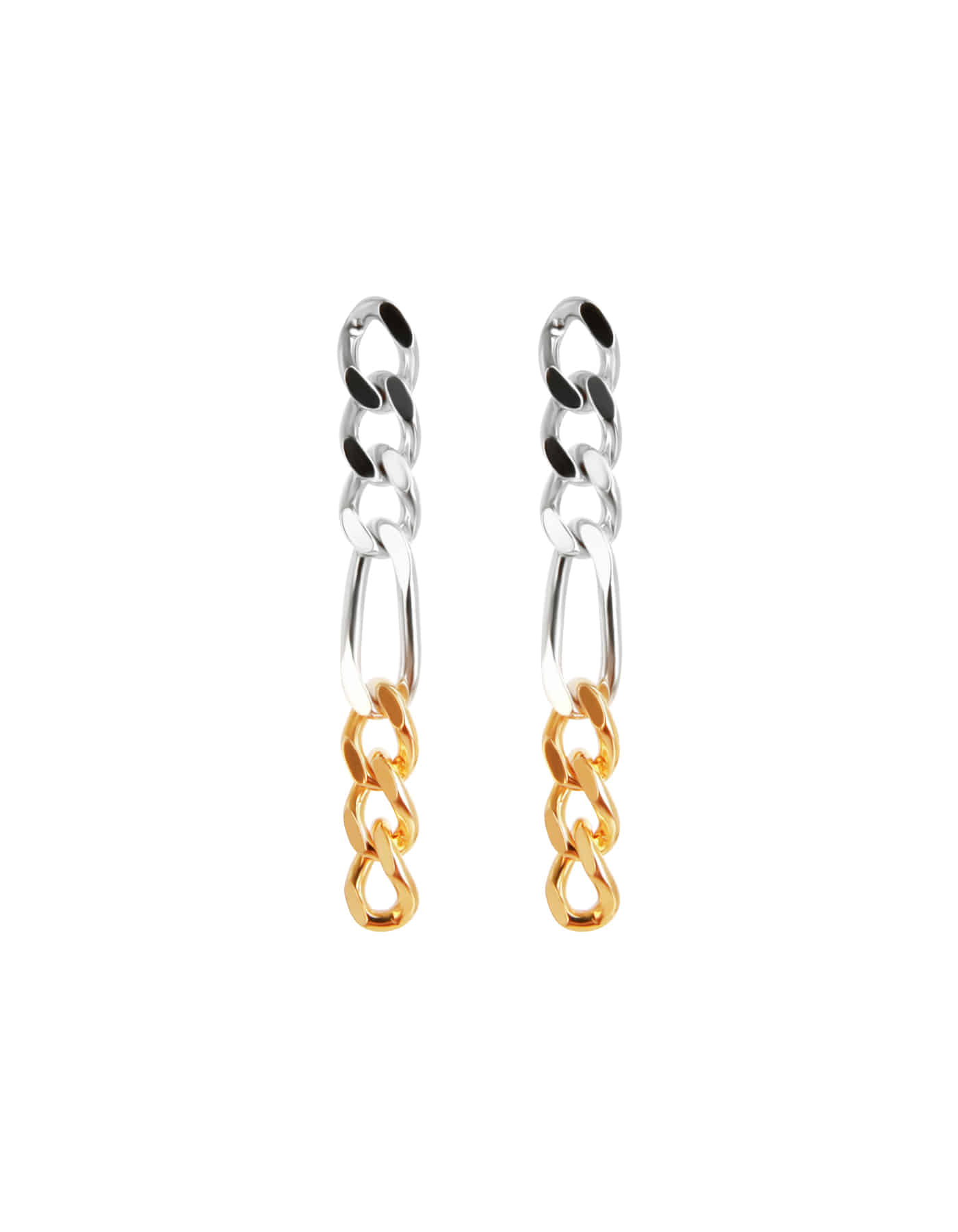 Two-Tone Figaro Chain Earrings